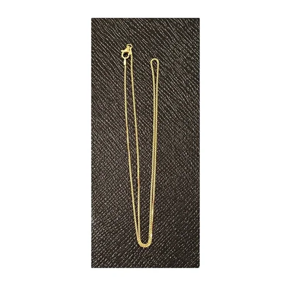 NEW 18K Gold Plated Box Chain Over 925 Silver .90mm Width & 50cm Long CHAIN ONLY - Picture 3 of 10